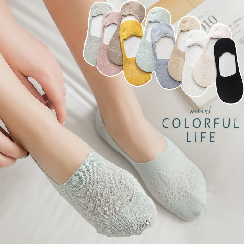 Ultra Vớ Thuyền Lưới Siêu Mỏng Thoáng Khí Thoải Mái Chống Trượt Màu Trơn Cho Nữ