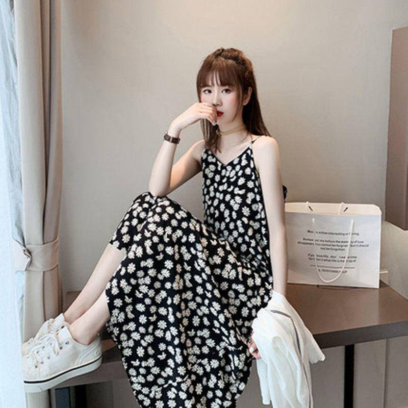 Đầm Hai Dây Họa Tiết Hoa Phong Cách Mori Pháp Xinh Xắn Cho Nữ