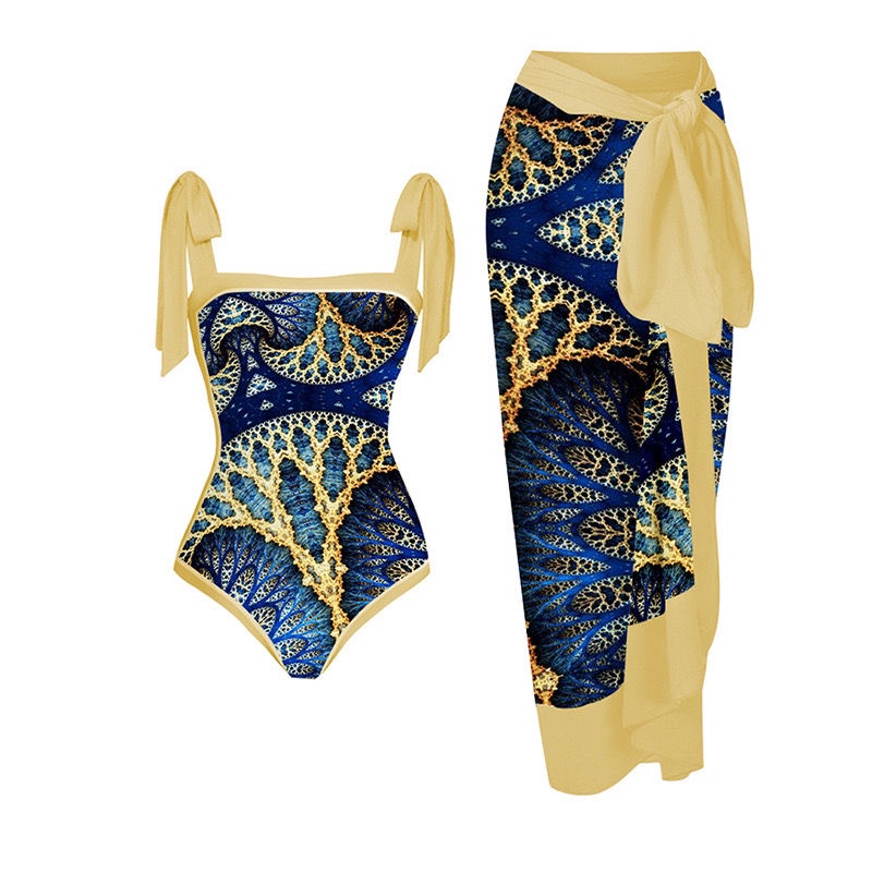 Bộ Bikini 2 Mảnh Cột Dây In Họa Tiết Phong Cách Retro Quyến Rũ Cho Nữ