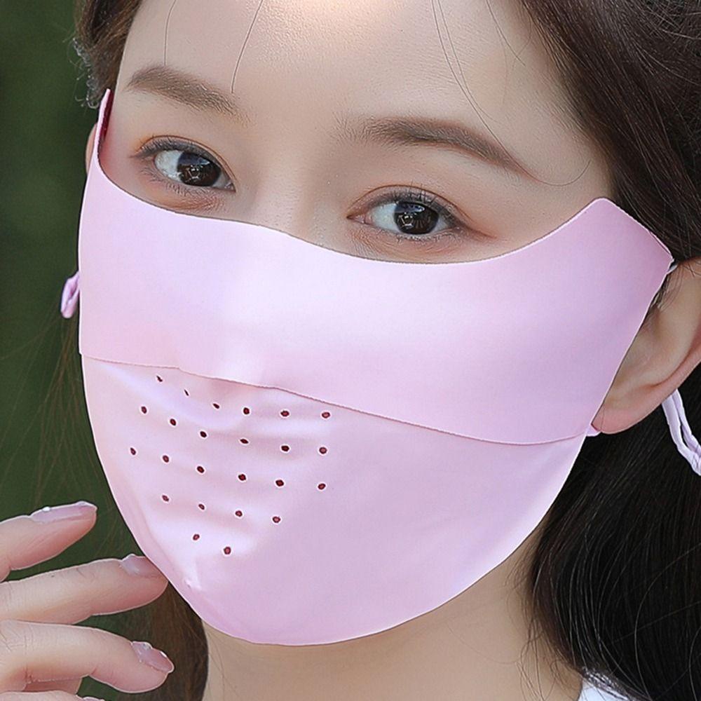 USNOW Khẩu Trang Chống Nắng Bằng Lụa Lạnh Thoáng Khí Bảo Vệ Mắt Khi Đi Xe Đạp / Leo Nú