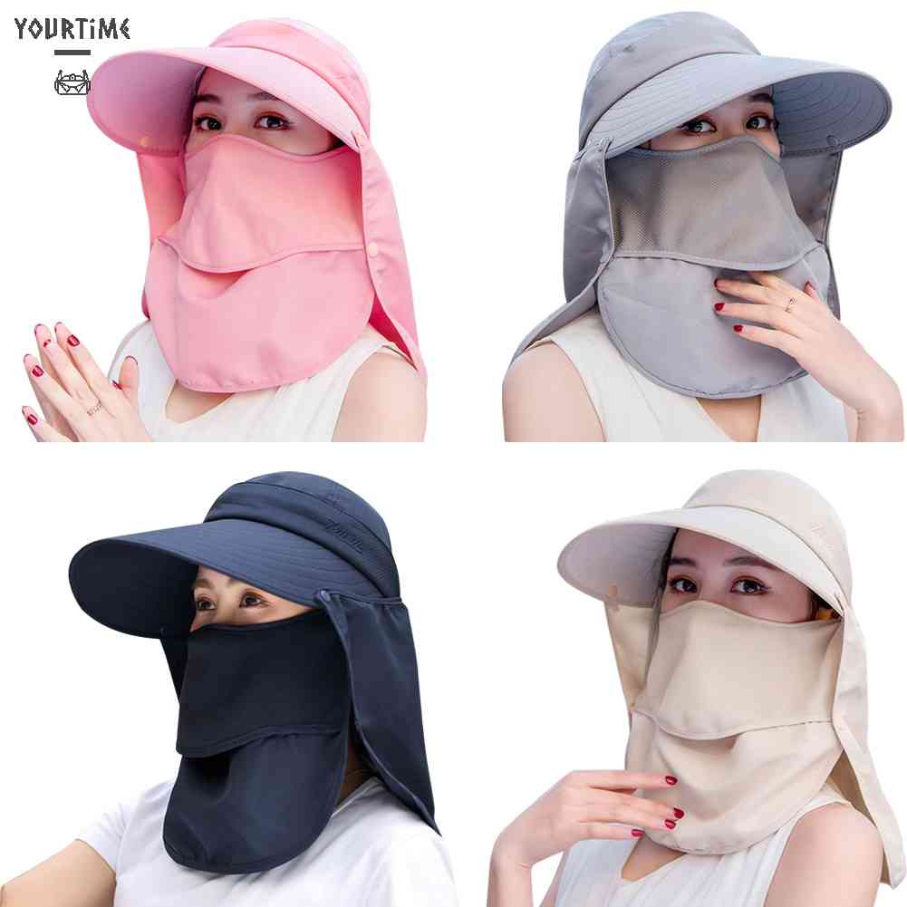 Mũ Rộng Vành Kèm Khẩu Trang Chống Tia UV Cao Cấp Thời Trang Mùa Hè Dành Cho Nữ