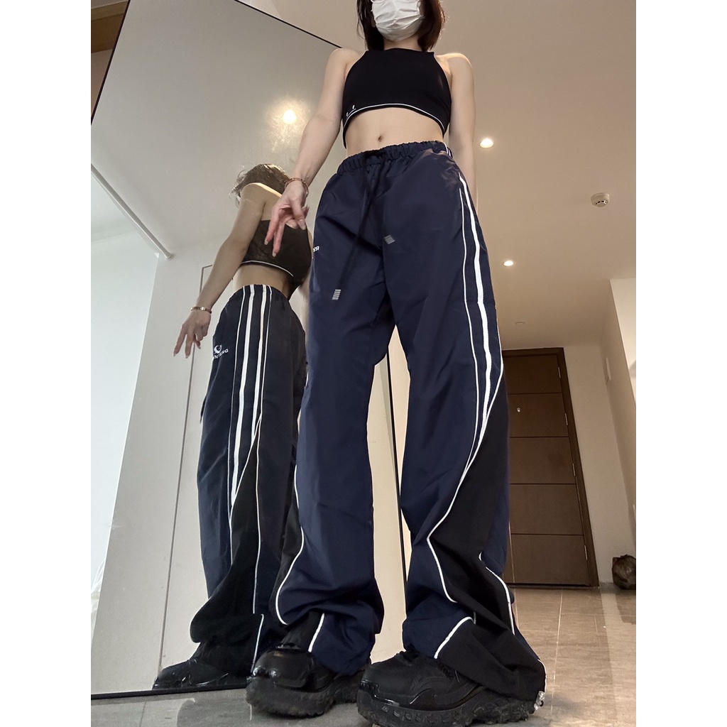 Quần Thể Thao Ống Rộng Dáng Suông Phong Cách Retro Thời Trang Xuân Hè Cho Nữ