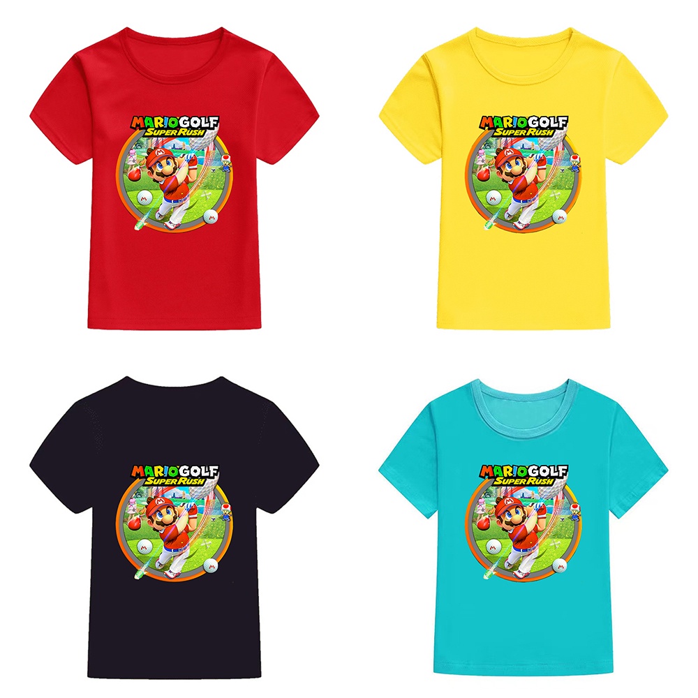 Áo Thun Tay Ngắn Dáng Rộng In Hình Mario Golf: Super Rush Thời Trang Cho Tuổi Teen