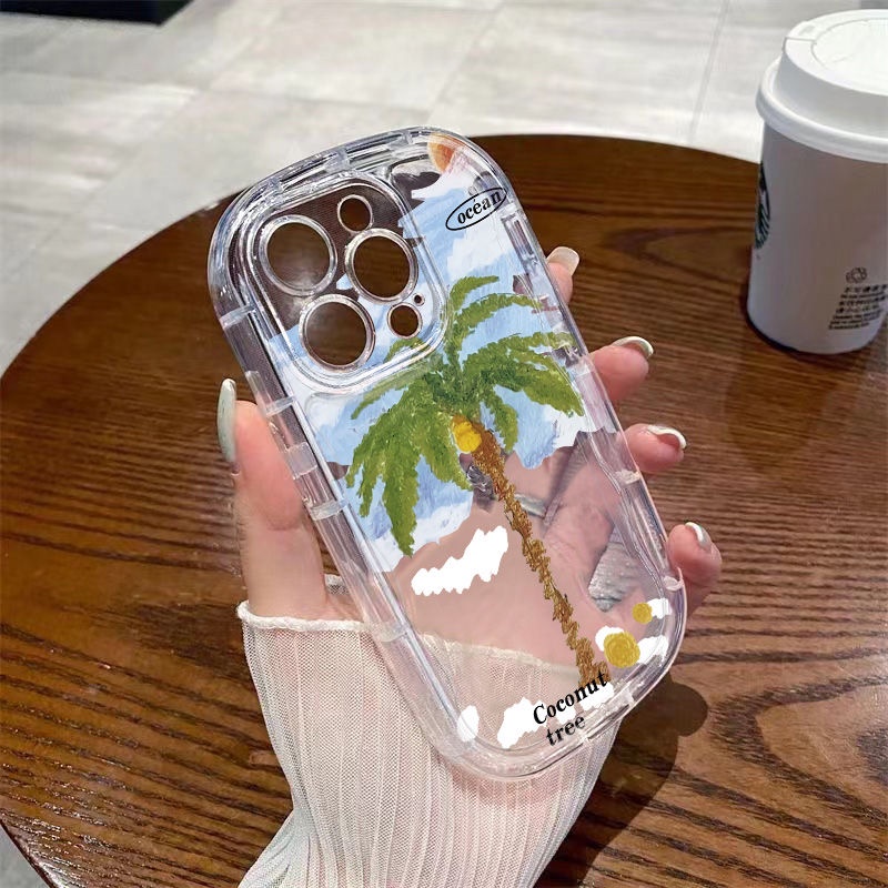 ✅Ốp Điện Thoại Mềm Trong Suốt Chống Sốc In Hình Cây Dừa Cho Iphone 12 11 713xs 148PxrPromax