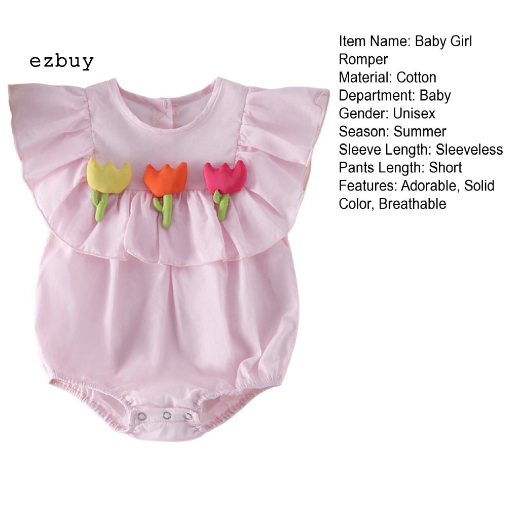 [EY] Áo Liền Quần Bằng Cotton Siêu Mềm Thân Thiện Với Da Không Có Xơ Vải Trang Trí Trong Nhà Mùa Hè Cho Trẻ Sơ Sinh