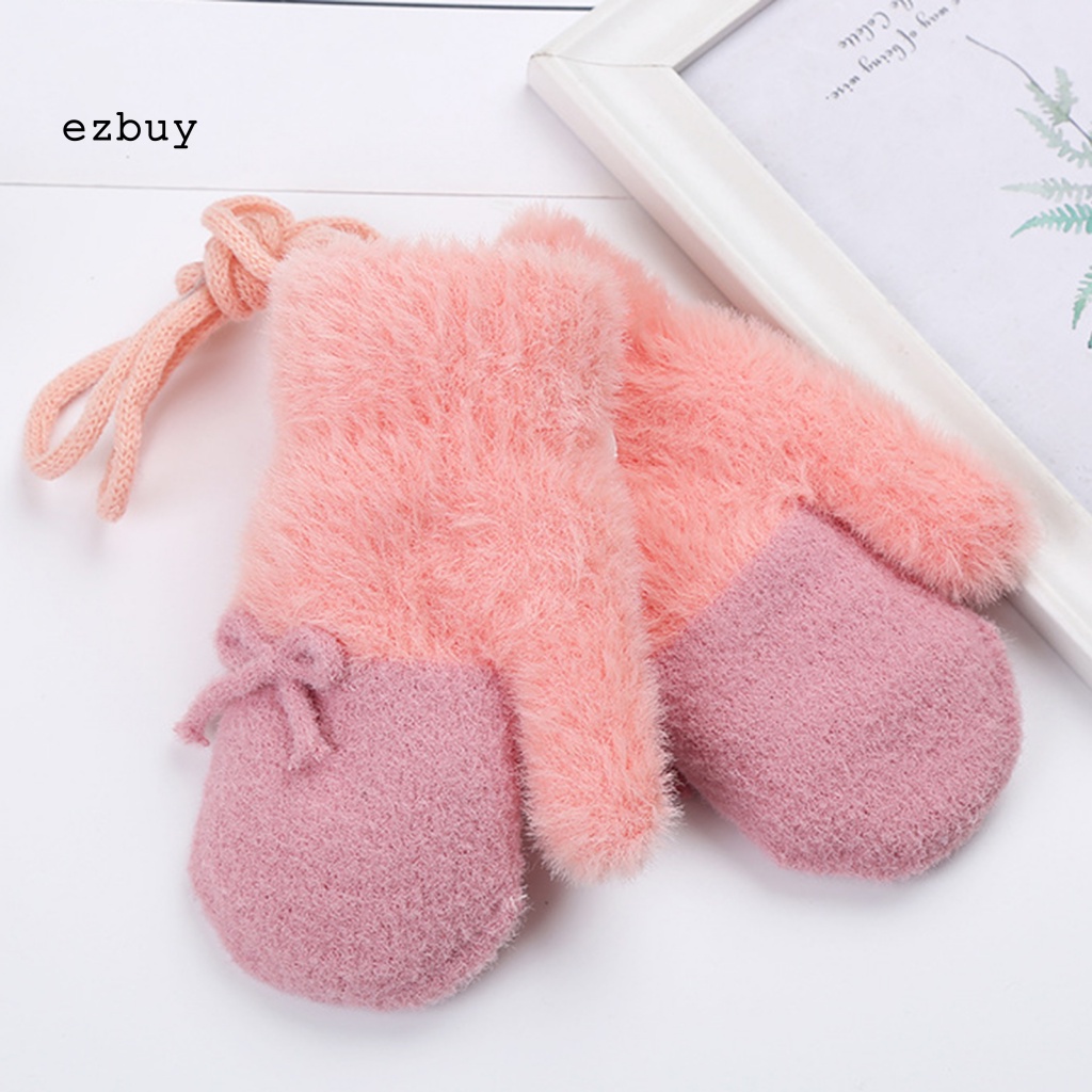 1 Đôi Găng Tay Dệt Kim Dày Giữ Ấm Mùa Đông Màu Sắc Thời Trang Cho Bé