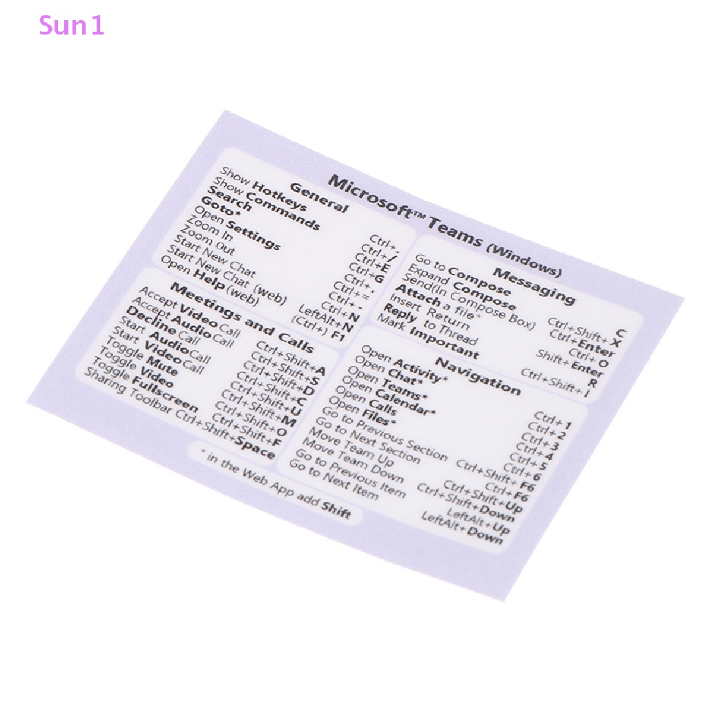 Sun1 > MS Teams (Dành Cho PC + Web) Miếng Dán Bàn Phím Tắt Tạm Thời Tốt