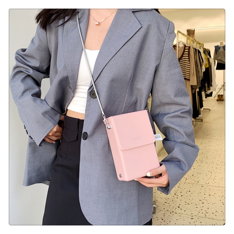 Túi Đeo Chéo Đựng Điện Thoại Thiết Kế Nhỏ Nhắn Phối Dây Xích Thời Trang Cao Cấp Cho Nữ