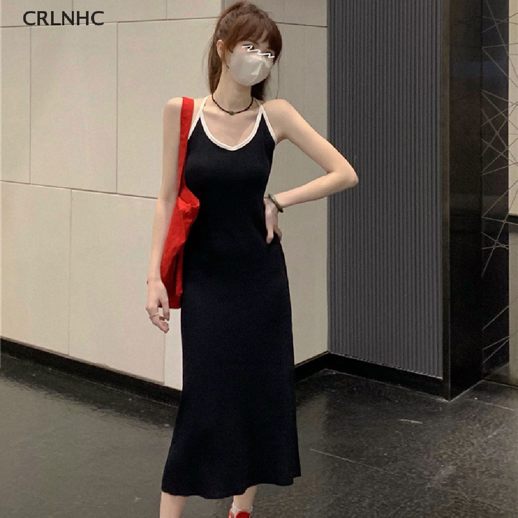 Đầm hai dây CRLNHC vn cổ chữ V hở lưng dáng ôm thời trang mùa hè 2023 dành cho nữ
