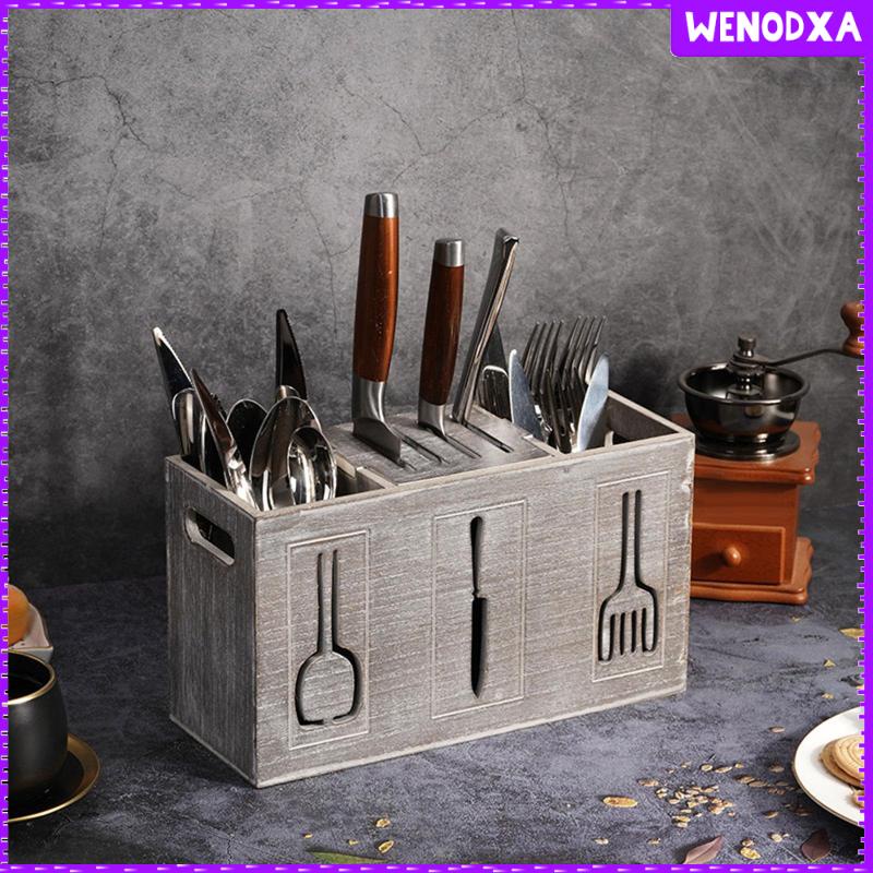 Giá Đỡ Đũa Muỗng Bằng Gỗ Màu Bạc Tiện Dụng Cho Nhà Hàng / Bàn Ăn