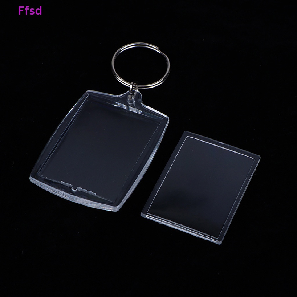 Set 100 Móc Khóa Khung Ảnh Bằng Acrylic Trong Suốt Hình Chữ Nhật DIY