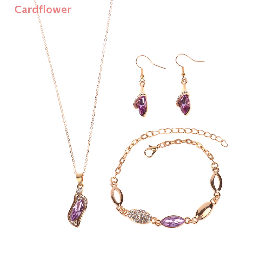 Bộ Trang Sức Màu Bạc / Vàng Đính Pha Lê Sang Trọng Cho Nữ