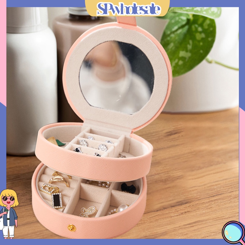 &lt;SPwholesale&gt; Hộp Đựng Trang Sức Giả Da Tiết Kiệm Không Gian Tháo Rời Được Phong Cách Vintage Tiện Lợi Cho Nữ