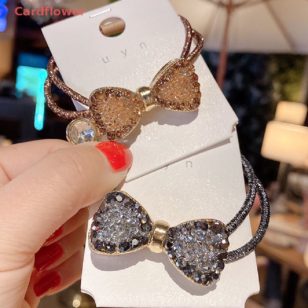 Dây Cột Tóc Cao Su Co Giãn Đính Đá Hình Nơ Lấp Lánh Thời Trang Cho Nữ