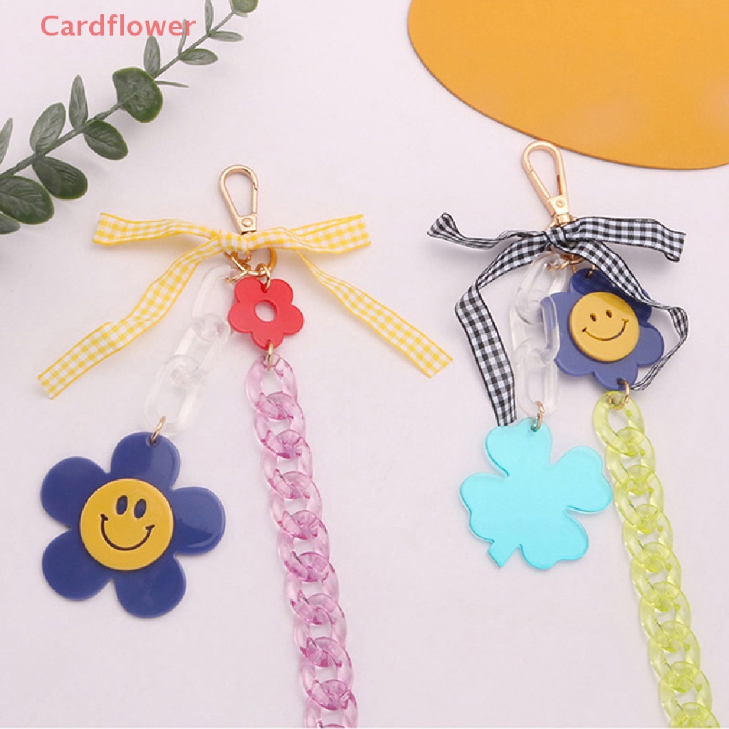 Móc Khóa Hình Hoa Hướng Dương / Mặt Cười / Nơ Bằng Acrylic Dễ Thương Mới