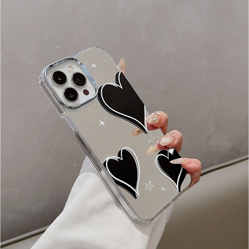 Ốp Điện Thoại Tráng Gương Mạ Điện Họa Tiết Trái Tim Cho IPhone 11 12 13 14 Pro Max