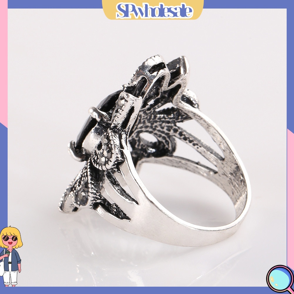 <SPwholesale> Nhẫn Hợp Kim Đính Đá Hình Hoa Phong Cách Vintage Cho Nữ
