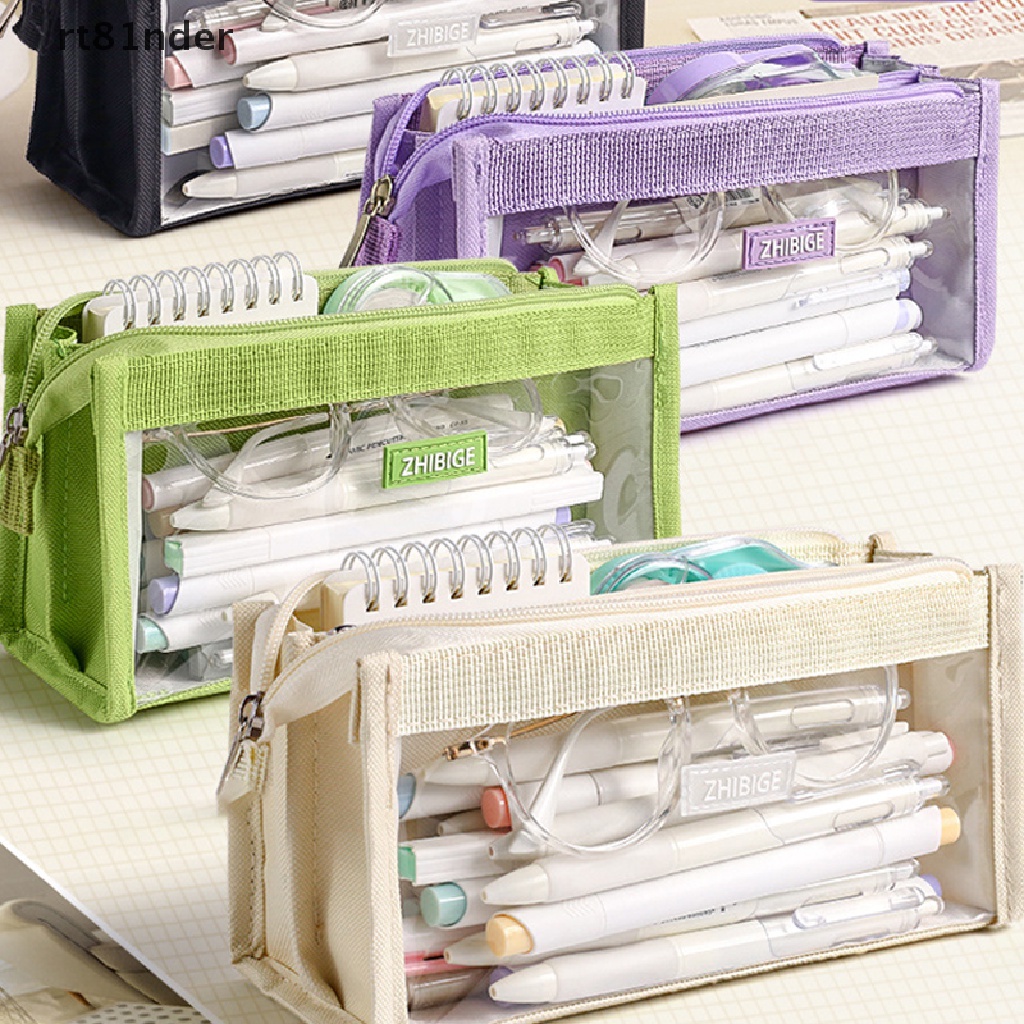 Túi Đựng Bút Sáu Ngăn Trong Suốt Sức Chứa Lớn Có Khóa Kéo Tiện Dụng