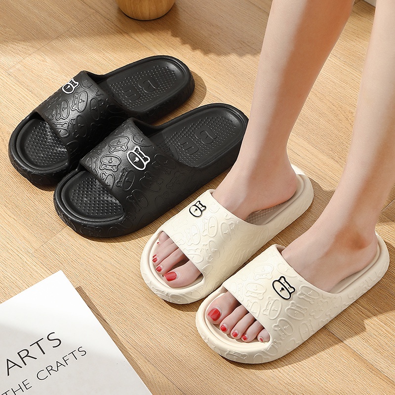 JOFANNY dép nữ mặc bên ngoài chống trượt quai ngang bánh mì nữ hai màu tùy chọn đế cao 3cm