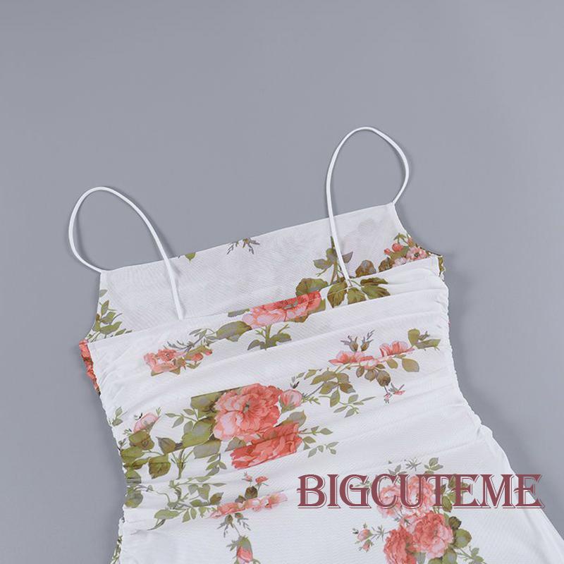 Đầm Midi Sát Nách Ôm Dáng In Họa Tiết Hoa Thời Trang Mùa Hè Cho Nữ