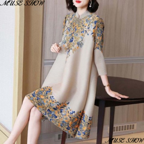 Đầm Sườn Xám Cách Tân Dáng Ôm Thời Trang Xuân Hè 2023 Kích Thước Lớn Cho Phụ Nữ Trung Niên Phong Cách Retro 2023