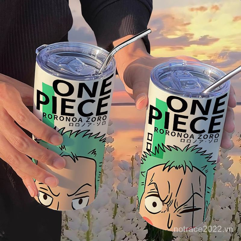 ★One Piece★Bình Nước Giữ Nhiệt Bằng Thép Không Gỉ Cao Cấp In Hình Luffy/Zoro Kèm Ống Hút Tiệ MWDV