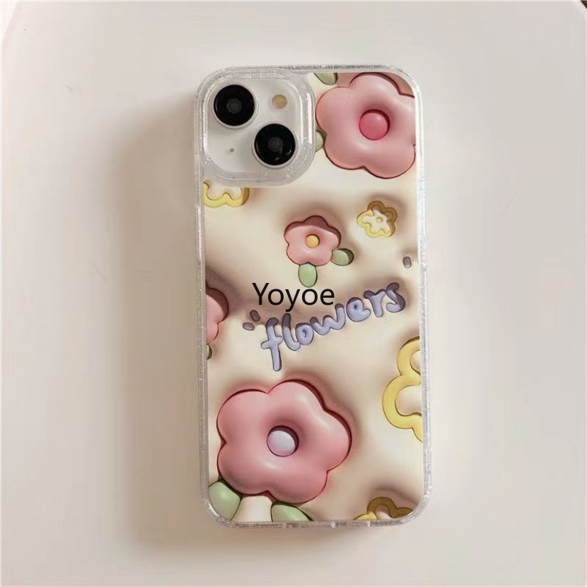 Ốp Điện Thoại Silicon Mềm Viền Khung Chống Sốc Họa Tiết Hoa 3D Lấp Lánh Cho iPhone 14 13 12 Pro Max Plus 2023