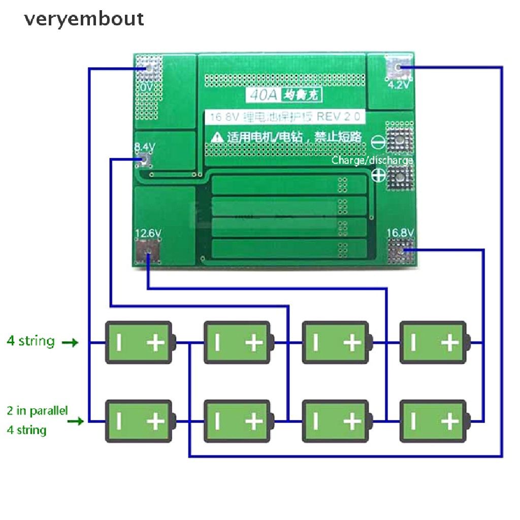 Bảng Mạch Bảo Vệ Bộ Sạc Lithium ut 3S 4S 40A 60A 18650 BMS 11.1V 12.6V / 14.8V 16.8V Tiện Dụng