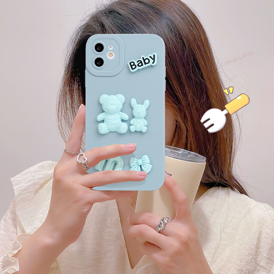 Ốp Điện Thoại Silicon Hình Gấu 3D Cho iPhone 11 12 13 14 Pro MAX Plus Mini X XR XS MAX 6 S 7 8 Plus SE 2020 11Pro 12pro 13Pro