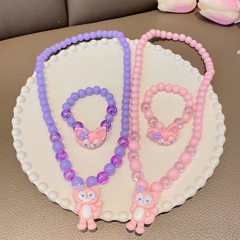 Bộ Trang Sức Vòng Cổ Nhẫn Bông Tai Kiểu Hoạt Hình Màu Dạ Quang Dễ Thương Cho Bé