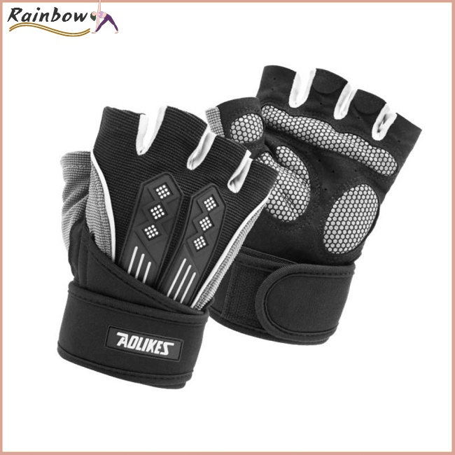 Set 2 Găng Tay Hở Ngón Kèm Đai Quấn Cổ Tay Hỗ Trợ Luyện Tập Thể Hình