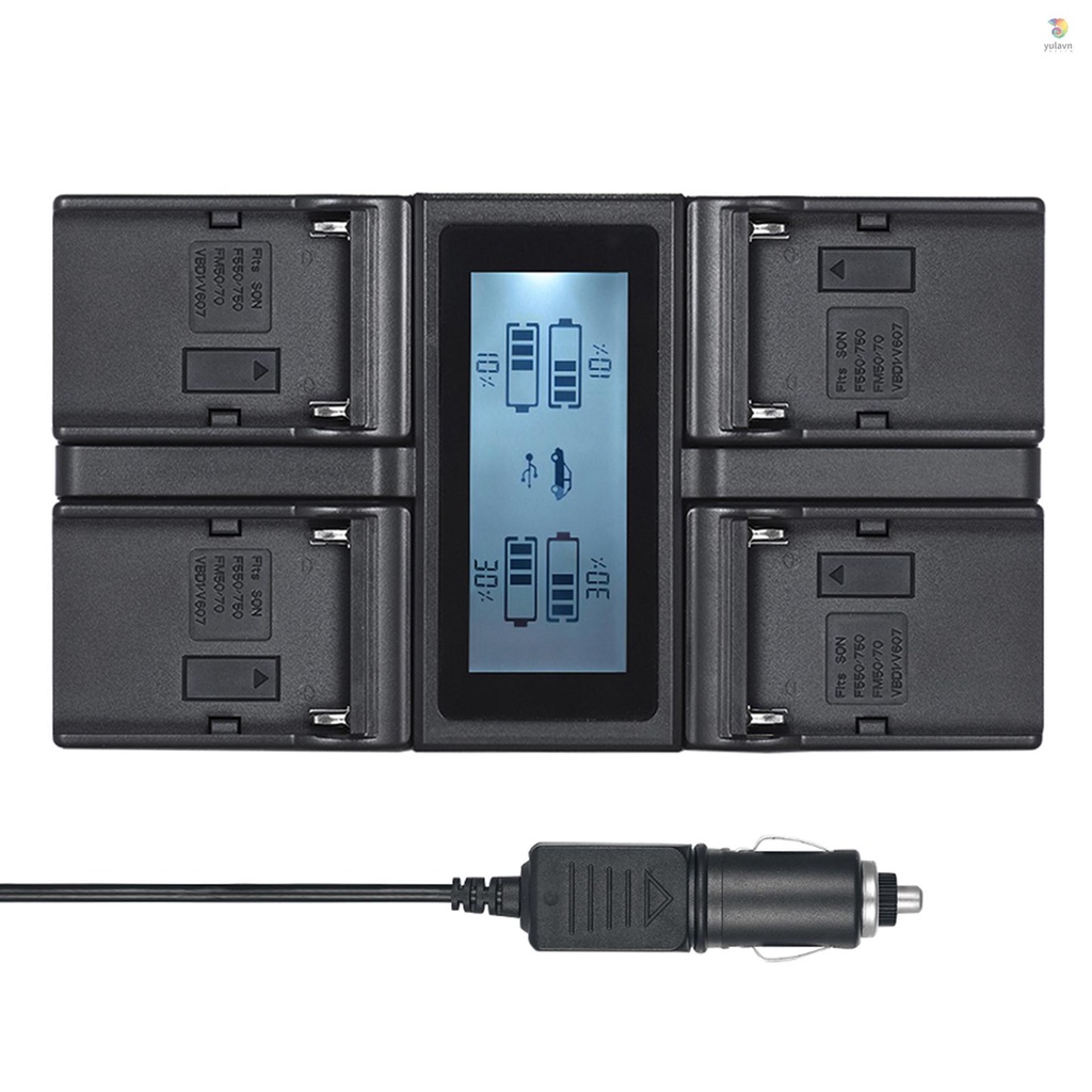 Bộ Sạc Pin Máy Ảnh Kỹ Thuật Số 4 Kênh Andoer NP-F970 Cho NP-F550 F750 F950 NP-FM50 FM500H QM71