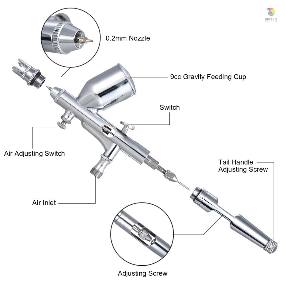 Súng Phun Sơn Trang Trí Cơ Thể Chuyên Nghiệp KKmoon Ống 1.8m Ống 0.2mm / 0.3mm / 0.5mm 9cc