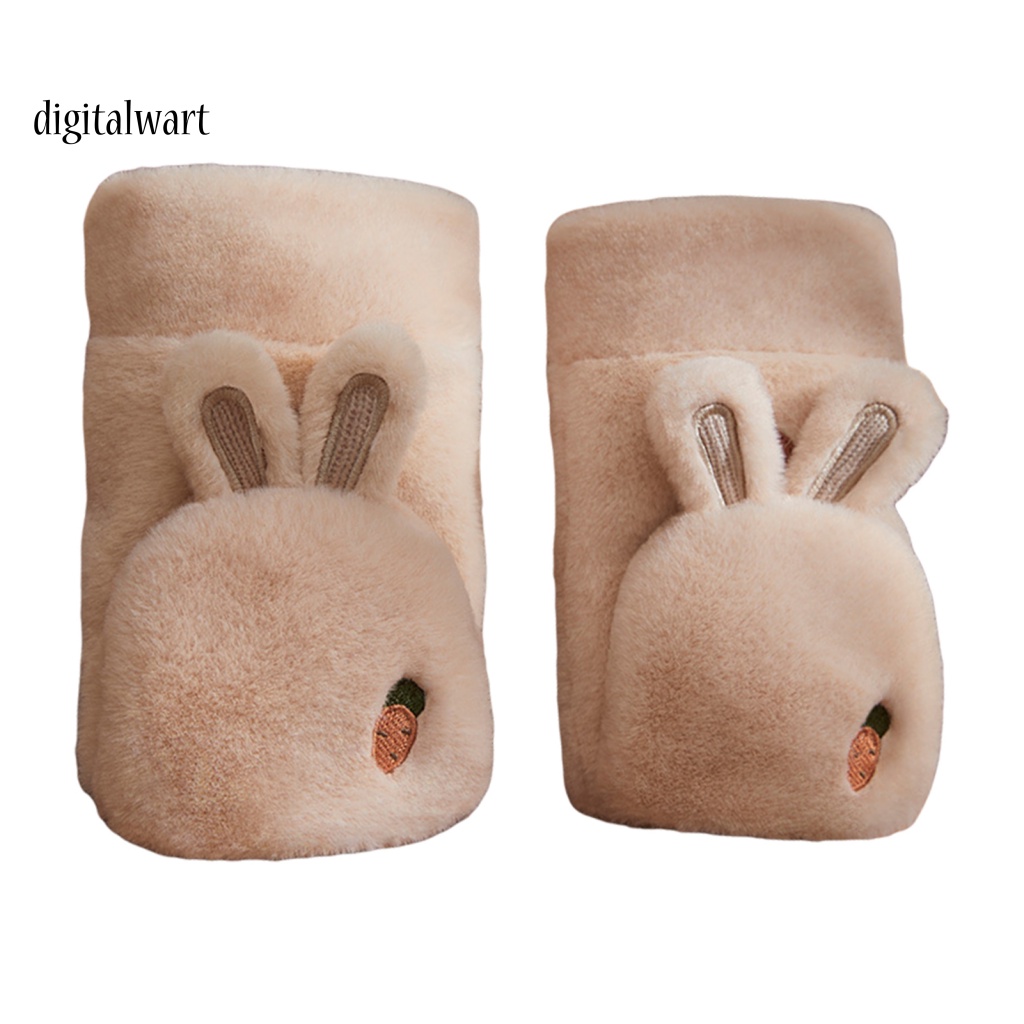 Kỹ Thuật Số| 1 Đôi Găng Tay Mùa Đông Siêu Mềm Thân Thiện Với Da Chống Gió Không Phai Màu Giữ Ấm Mùa Đông Bằng Vải Polyester Dày Hình Tai Thỏ Cho Nữ