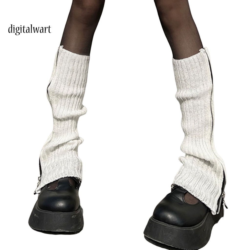 Kỹ Thuật Số| 1 Đôi Vớ Dệt Kim Giữ Ấm Chân Phối Khóa Kéo Phong Cách Nhật Bản Thời Trang Thu Đông Cho Nữ