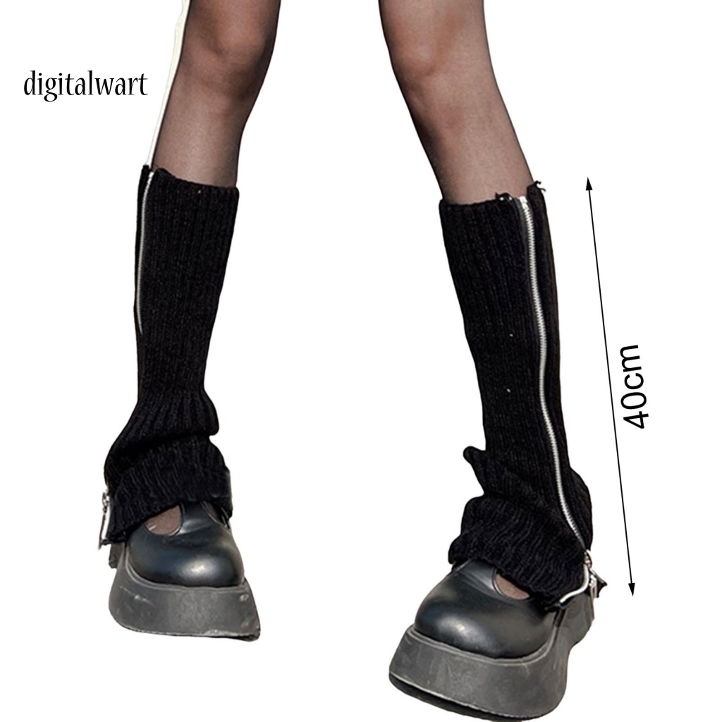 Kỹ Thuật Số| 1 Đôi Vớ Dệt Kim Giữ Ấm Chân Phối Khóa Kéo Phong Cách Nhật Bản Thời Trang Thu Đông Cho Nữ