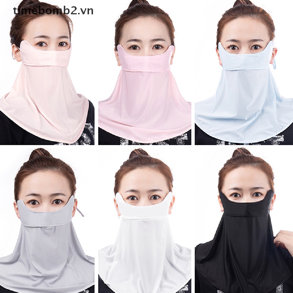 { # Khẩu Trang Lụa Lạnh Chống Tia UV Nhanh Khô Thoáng Khí Bảo Vệ Tai Và Cổ