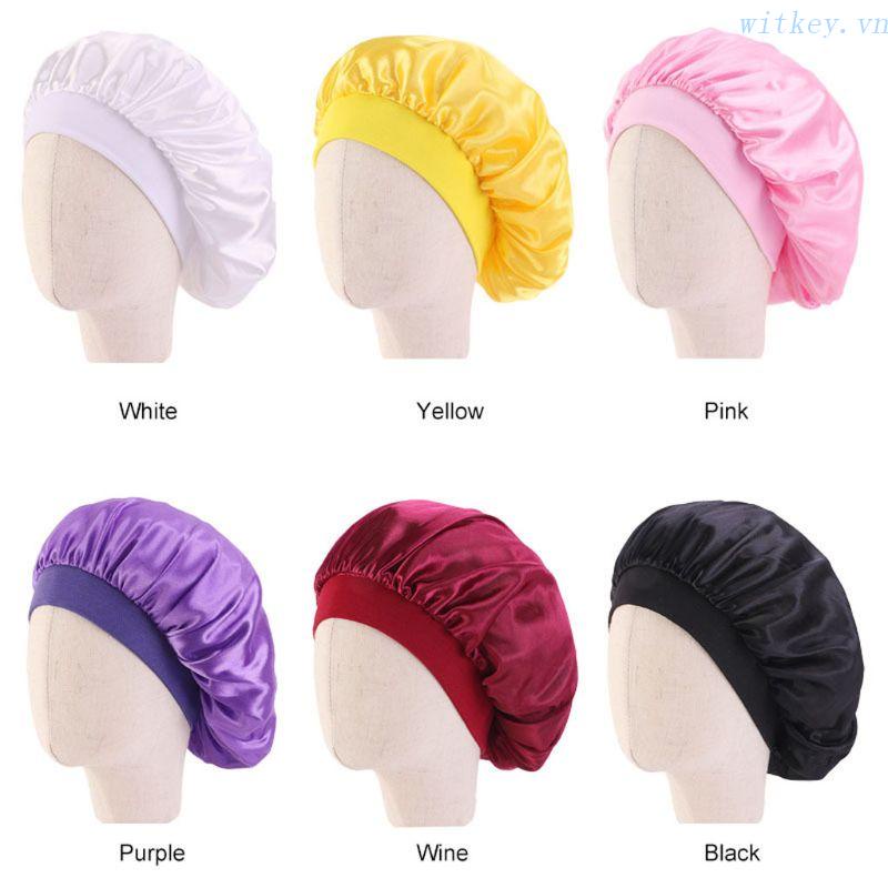 Mũ Ngủ Vải Satin Co Giãn Màu Trơn Có Thể Đảo Ngược Cho Bé