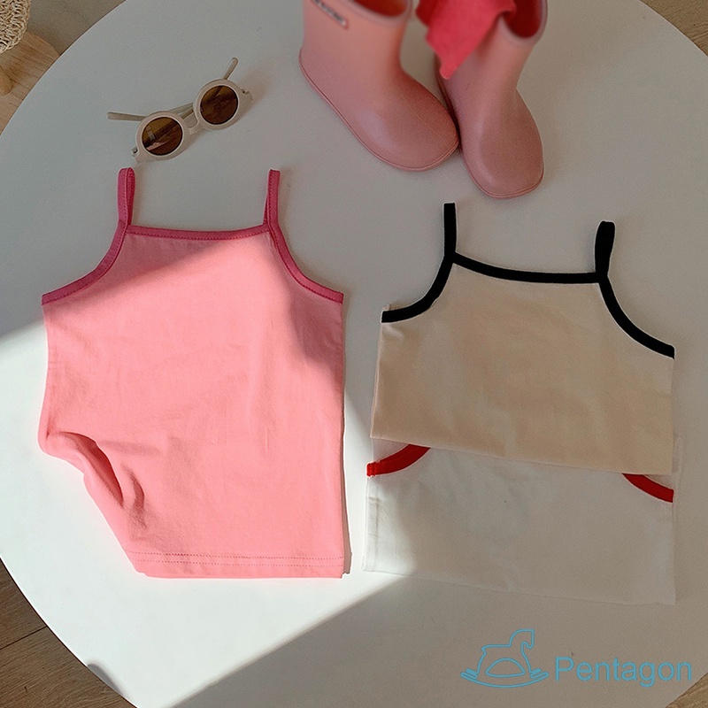 Áo Cotton Không Tay Màu Trơn Đơn Giản Thời Trang Mùa Hè Dành Cho Bé Gái