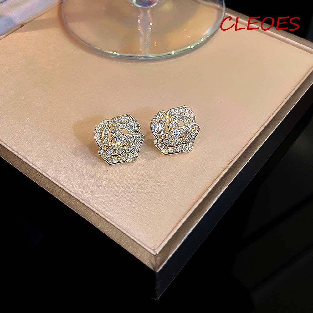 Bông Tai Hợp Kim Hình Hoa Trà Phong Cách Hàn Quốc