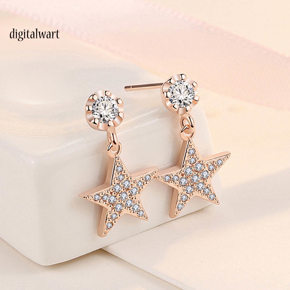 Kỹ Thuật Số| Bông Tai Ngôi Sao Năm Cánh Đính Đá Thời Trang