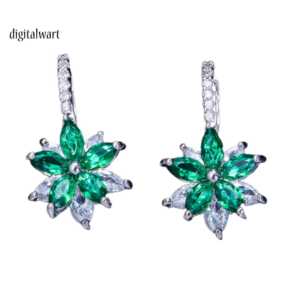 Kỹ Thuật Số| 1 Đôi Bông Tai Dáng Dài Hình Hoa Đính Đá Lấp Lánh Dùng Hàng Ngày