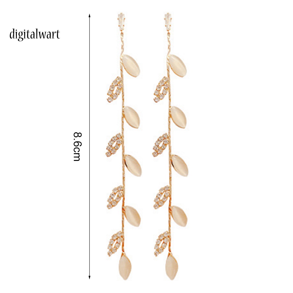 Kỹ Thuật Số| 1 Đôi Bông Tai Hình Chiếc Lá Đính Đá Lấp Lánh Dành Cho Nữ