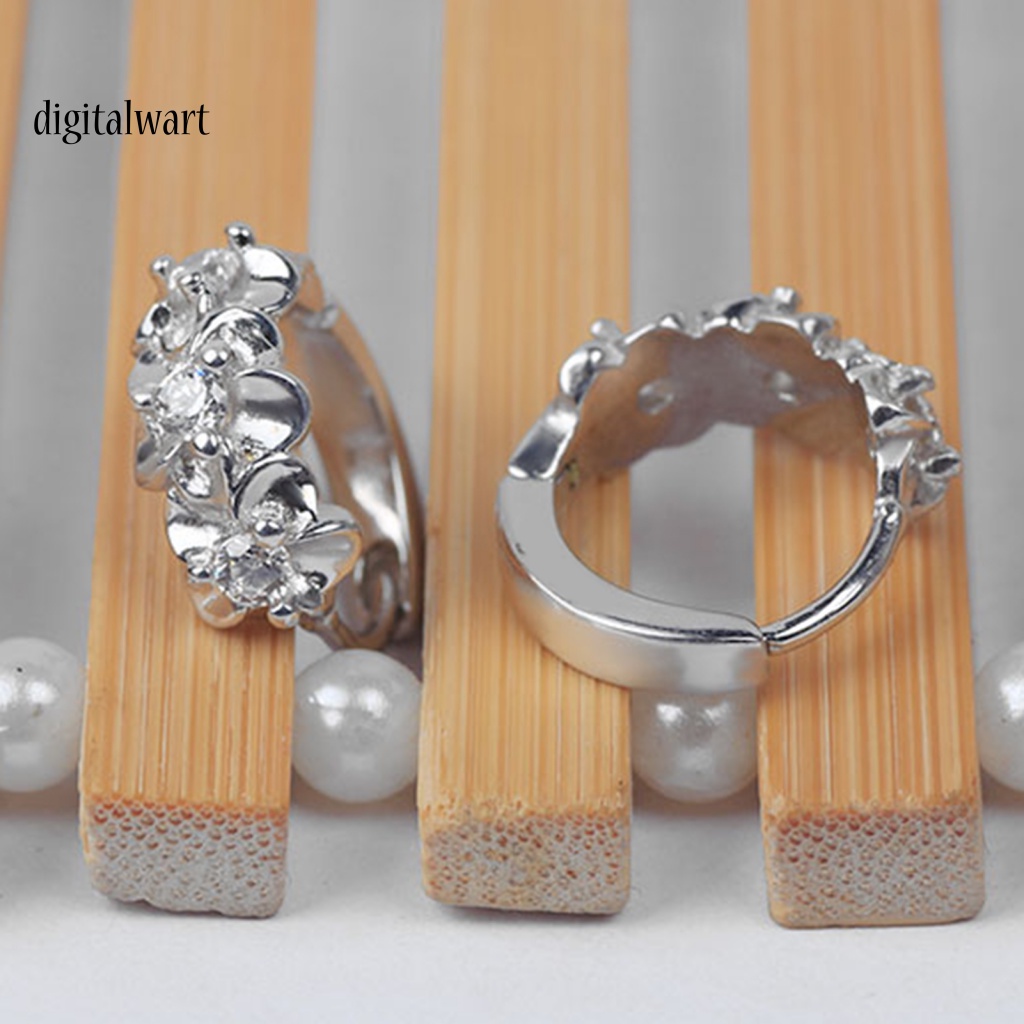 Kỹ Thuật Số| 1 Đôi Bông Tai Tròn Màu Trơn Hình Hoa Bằng Thép Không Gỉ Chống Dị Ứng Dành Cho Nữ