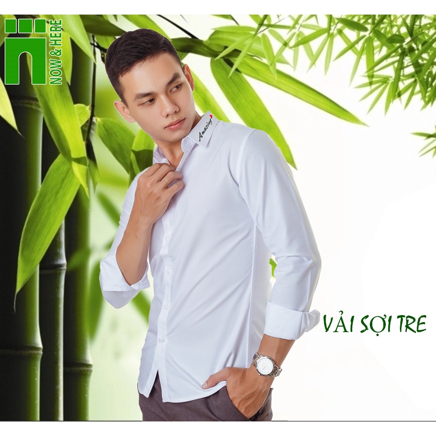 Áo sơ mi nam chất liệu vải SỢI TRE mềm mát, áo sơmi body Hàn Quóc có BIG SIZE đến 95kg - NH Shop