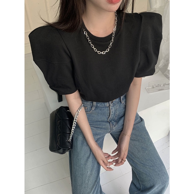 Áo Thun Tay Ngắn Dáng Rộng Phối Dây Xích Thời Trang Mùa Hè Cho Nữ