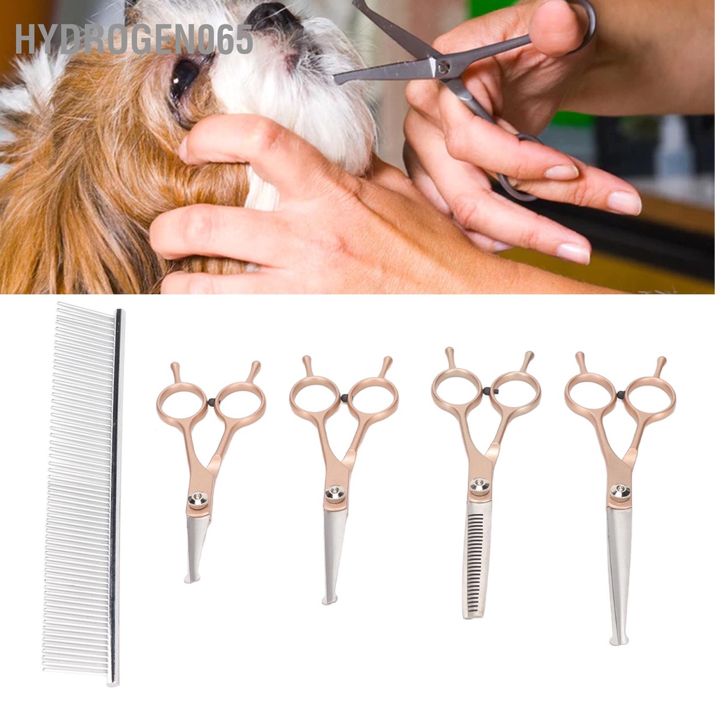 Hydrogen065 Bộ 5 Chải Lông Cho Chó Kéo Thép Không Gỉ An Toàn Đầu Tròn Thú Cưng Chuyên Nghiệp Dụng Cụ Mèo