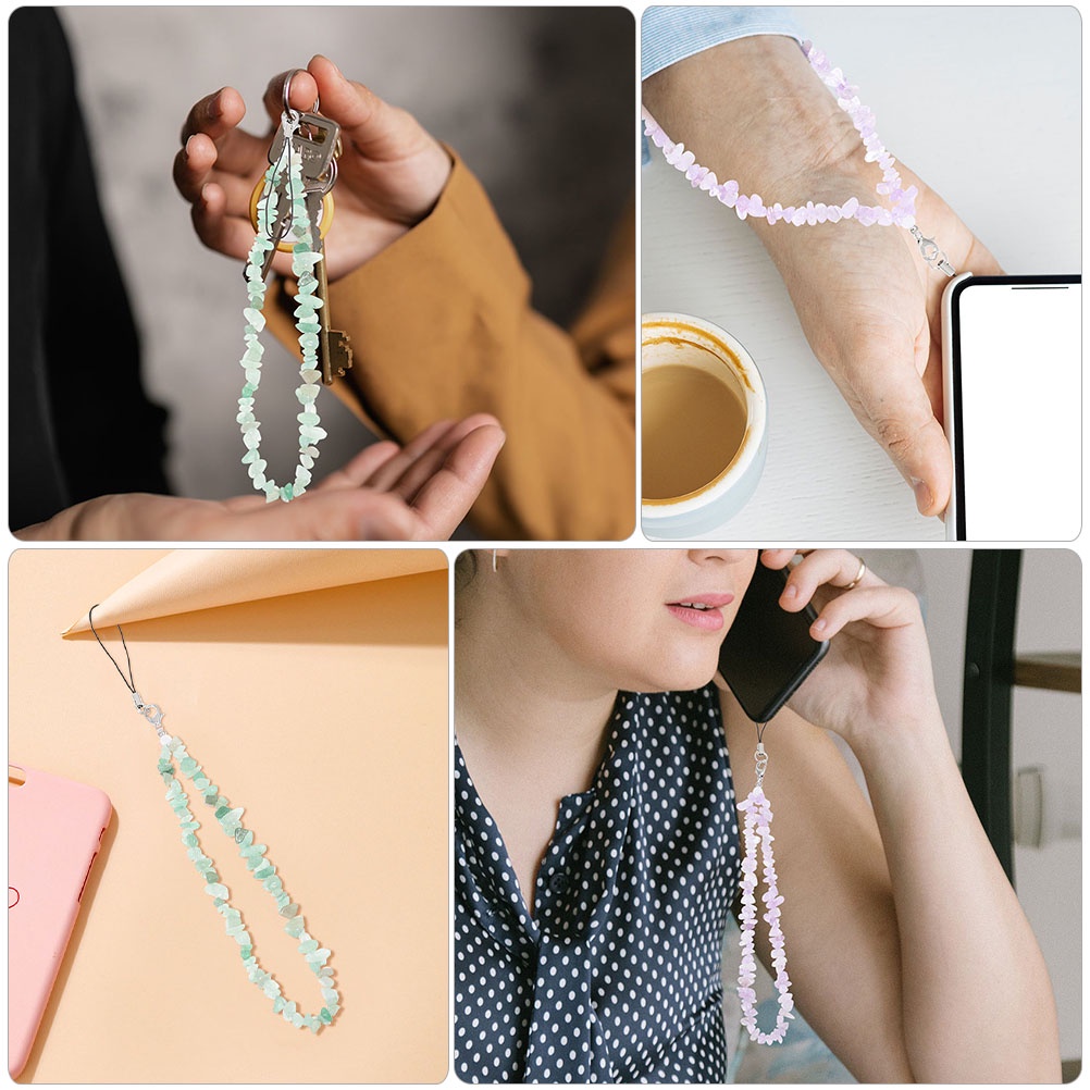 Set 2 Dây Đeo Cổ Tay Xỏ Hạt Gắn Điện Thoại Máy Ảnh Tiện Dụng