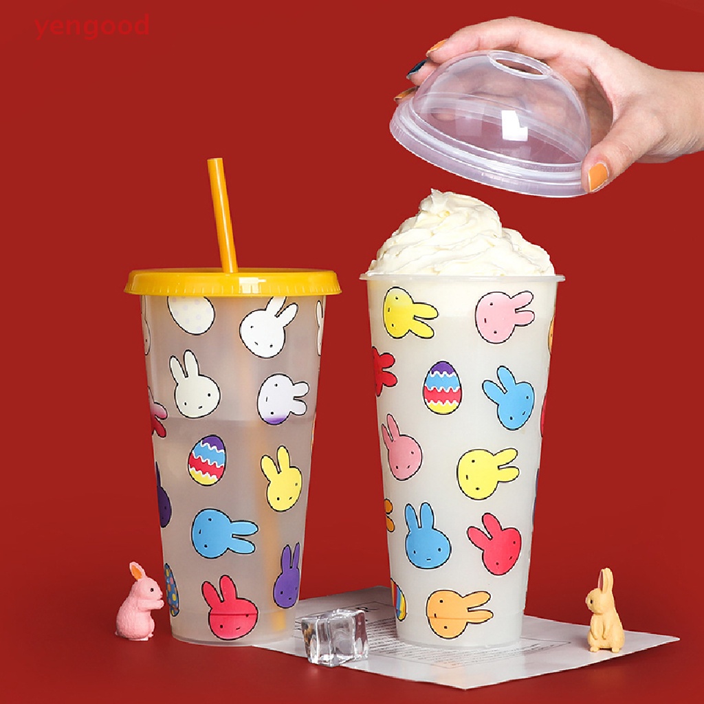 (YGD) Cốc Uống Nước Lạnh Bằng Nhựa Thay Đổi Màu Sắc Có Nắp Đậy Cho Tiệc Năm Mới