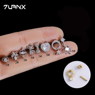 7uanX 1 Đôi Bông Tai Bằng Thép Không Gỉ Hình Trái Tim Thắt Nơ 16Gauge